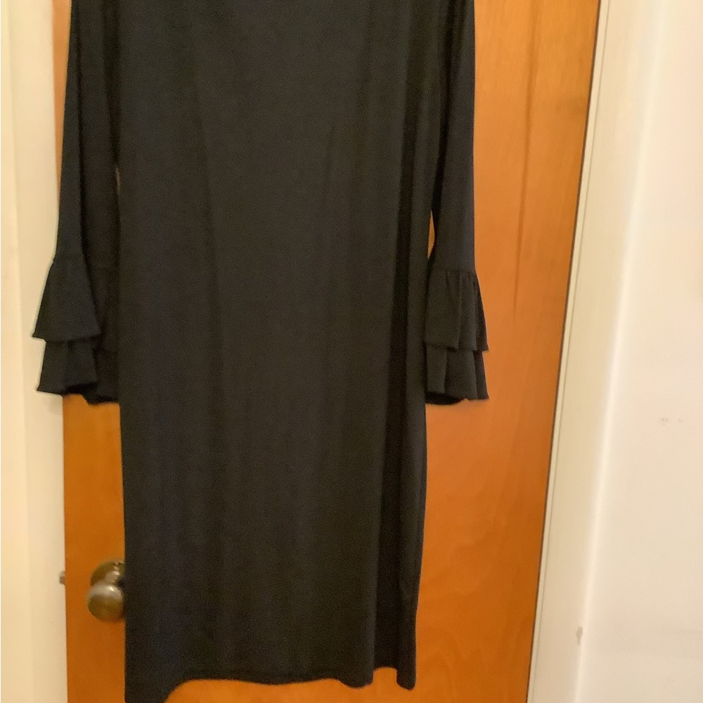 Black Ruffle Sleeve Midi Dress